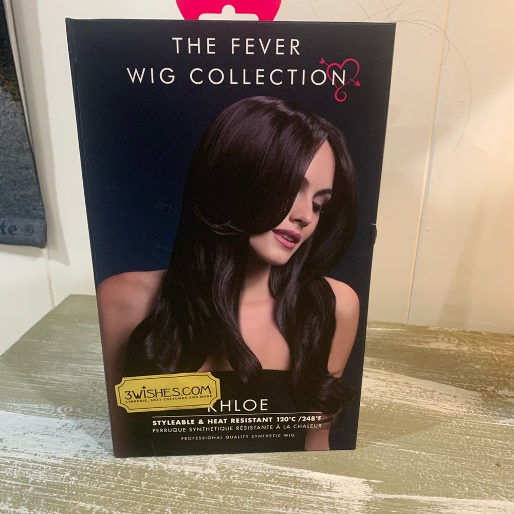 Wig. Long brown wave with center part.